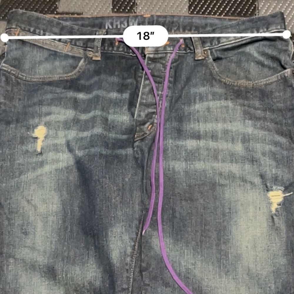 Krew Klassic TK Terry Kennedy Distressed Skate Jeans Dark Wash 36x32 - Picture 6 of 7